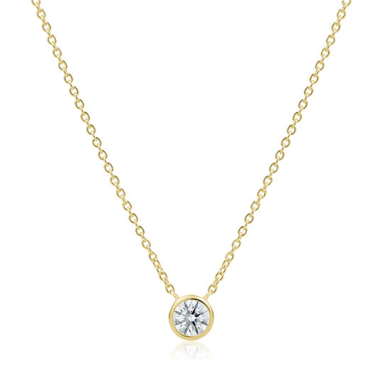 6mm Bezel Drop Necklace in Yellow Gold - 17.5"