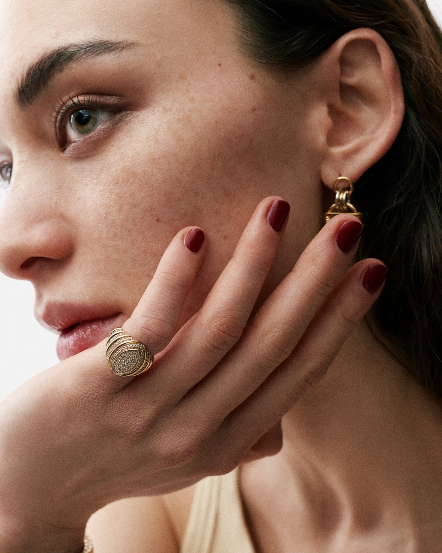 Crown Marquise Zirconia Gold Ring