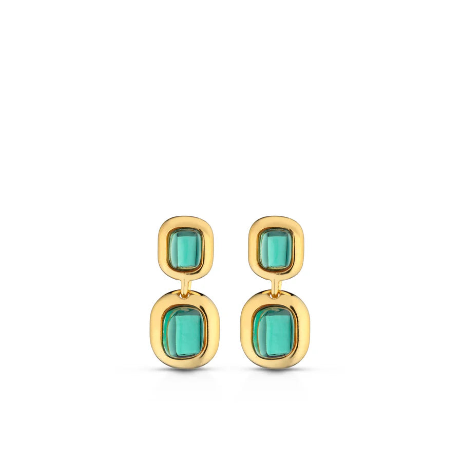 Color Burst Square Drop Earrings in Green