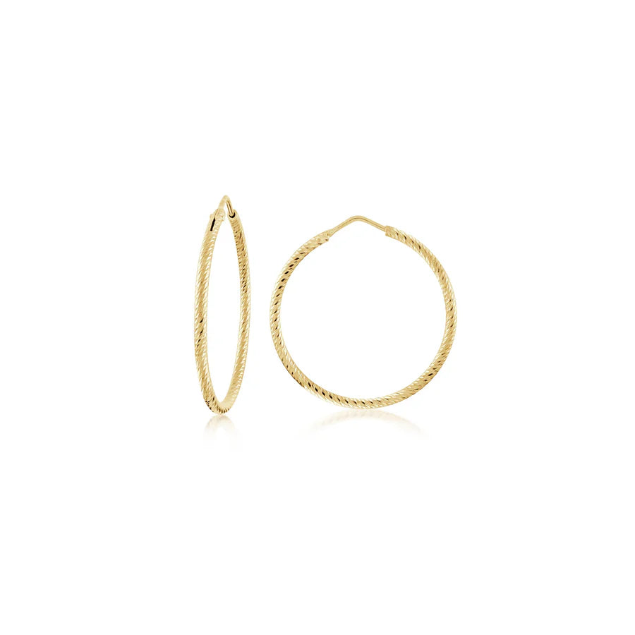 Medium Diamond Cut Hoops in Yellow - 35mm
