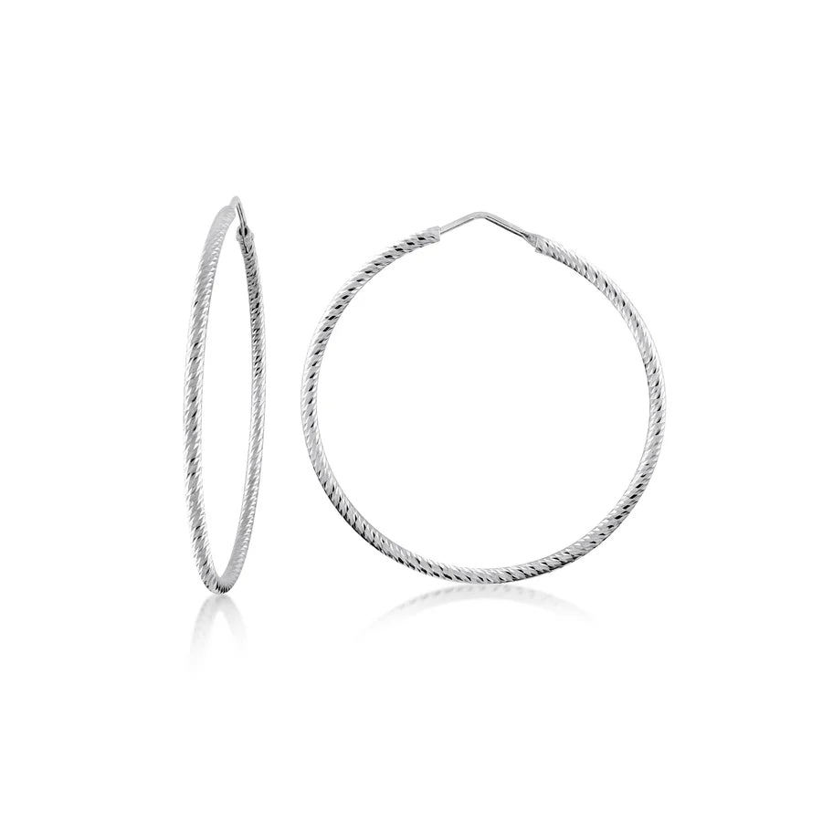 Large Diamond Cut Hoops in White - 45mm