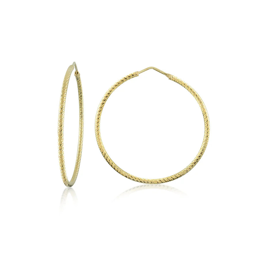 Large Diamond Cut Hoops in Yellow - 45mm