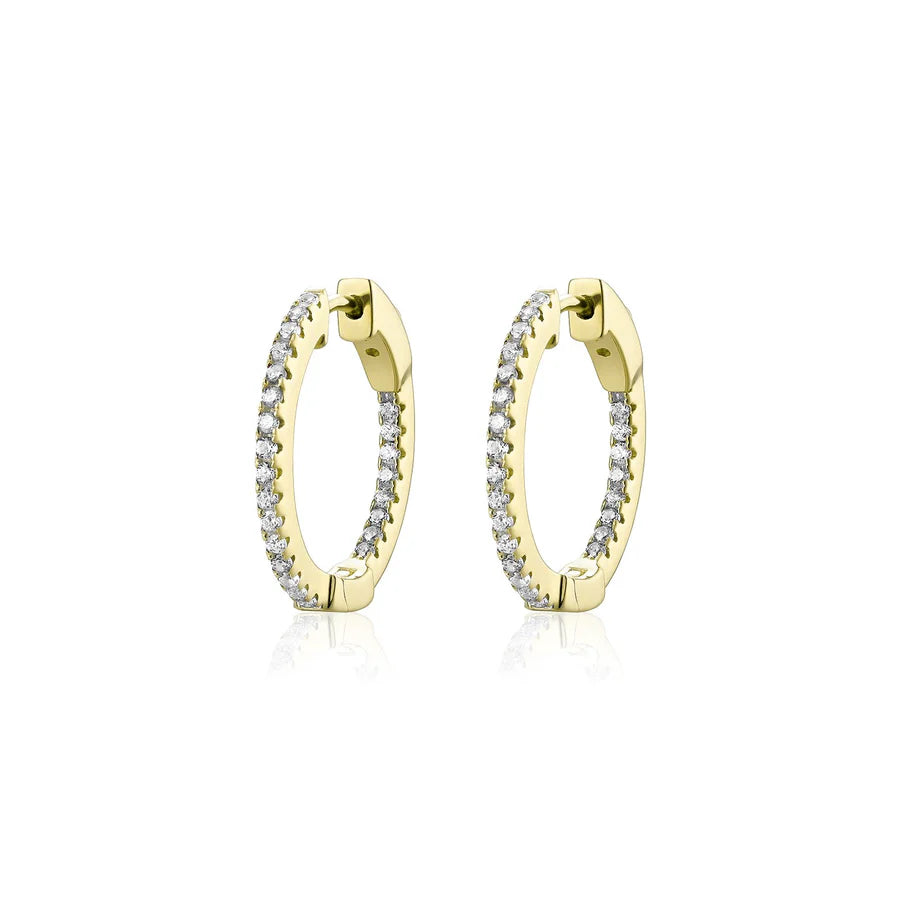 Small Inside Out Hoops in Yellow Gold - 25mm