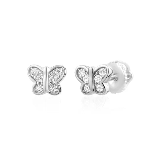 Little Miss Mimi Butterfly Studs in White