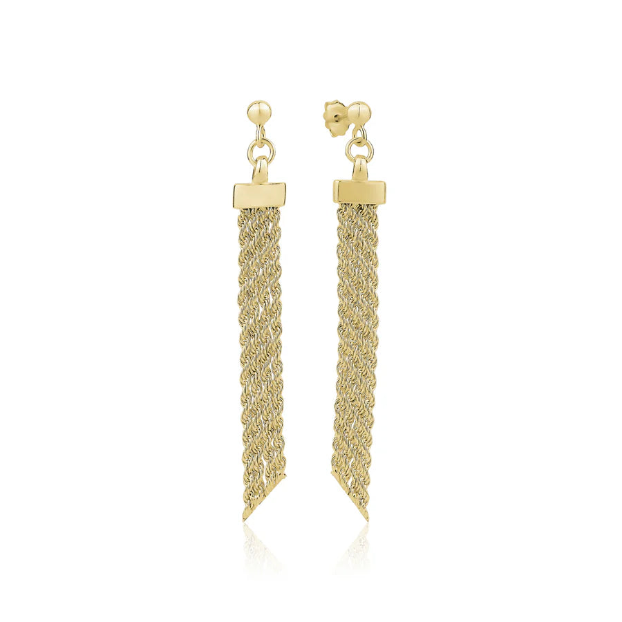 Long Mesh Drop Earrings in Yellow