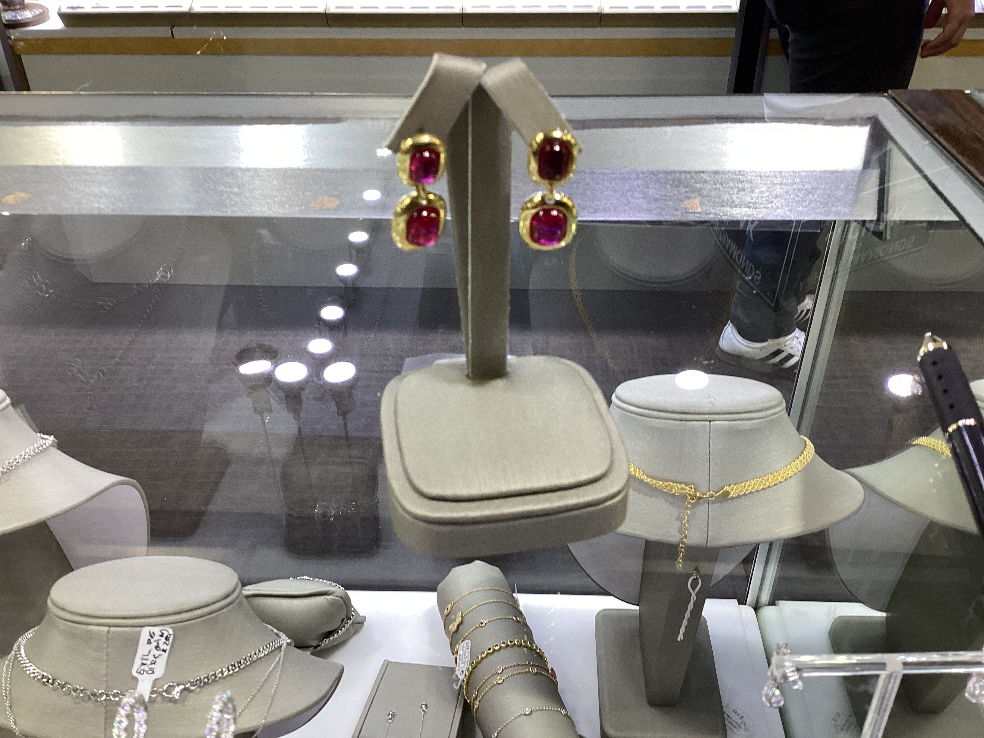 Color Burst Square Drop Earrings in Red