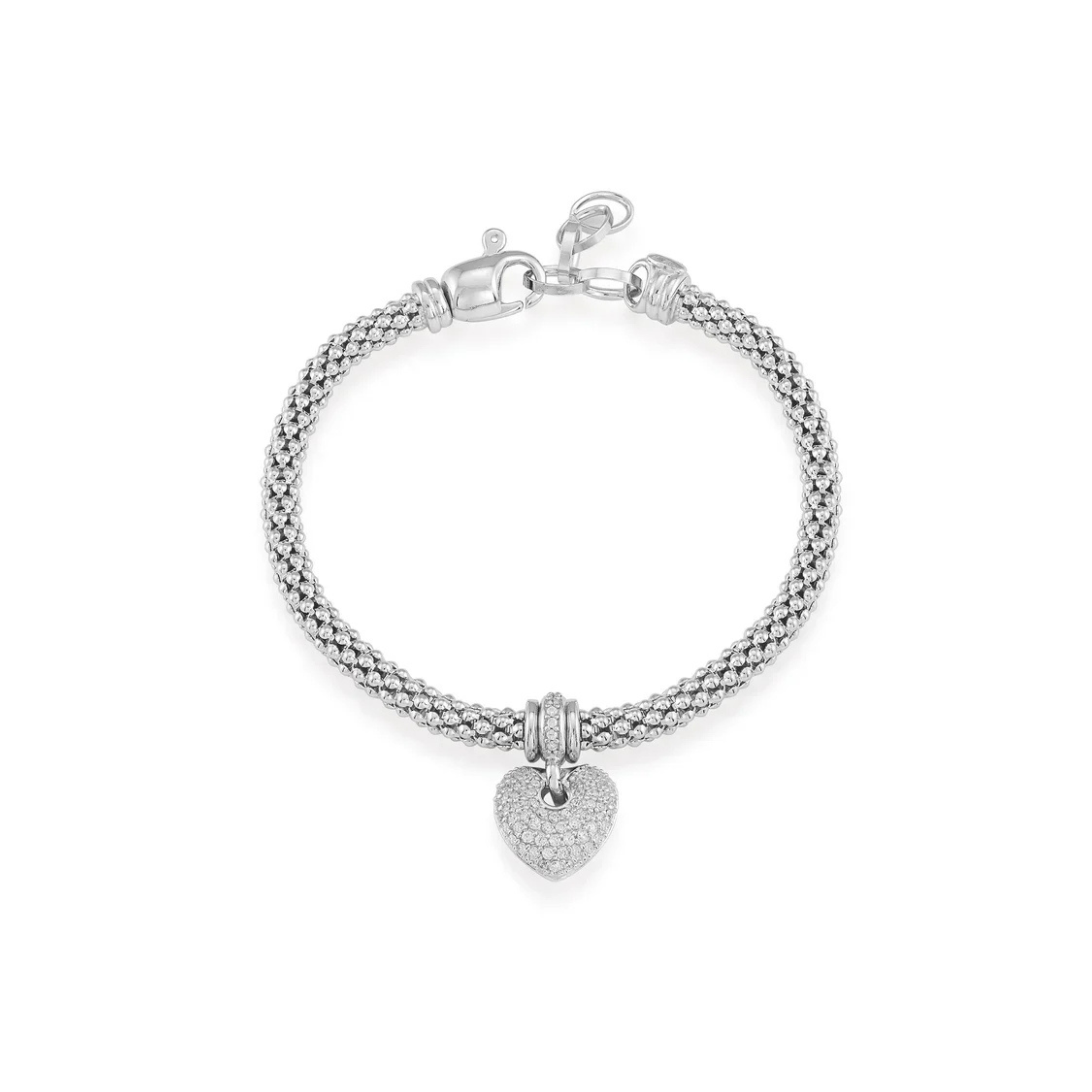 Heart Pop Mesh Bracelet 6.5" + EXT in White