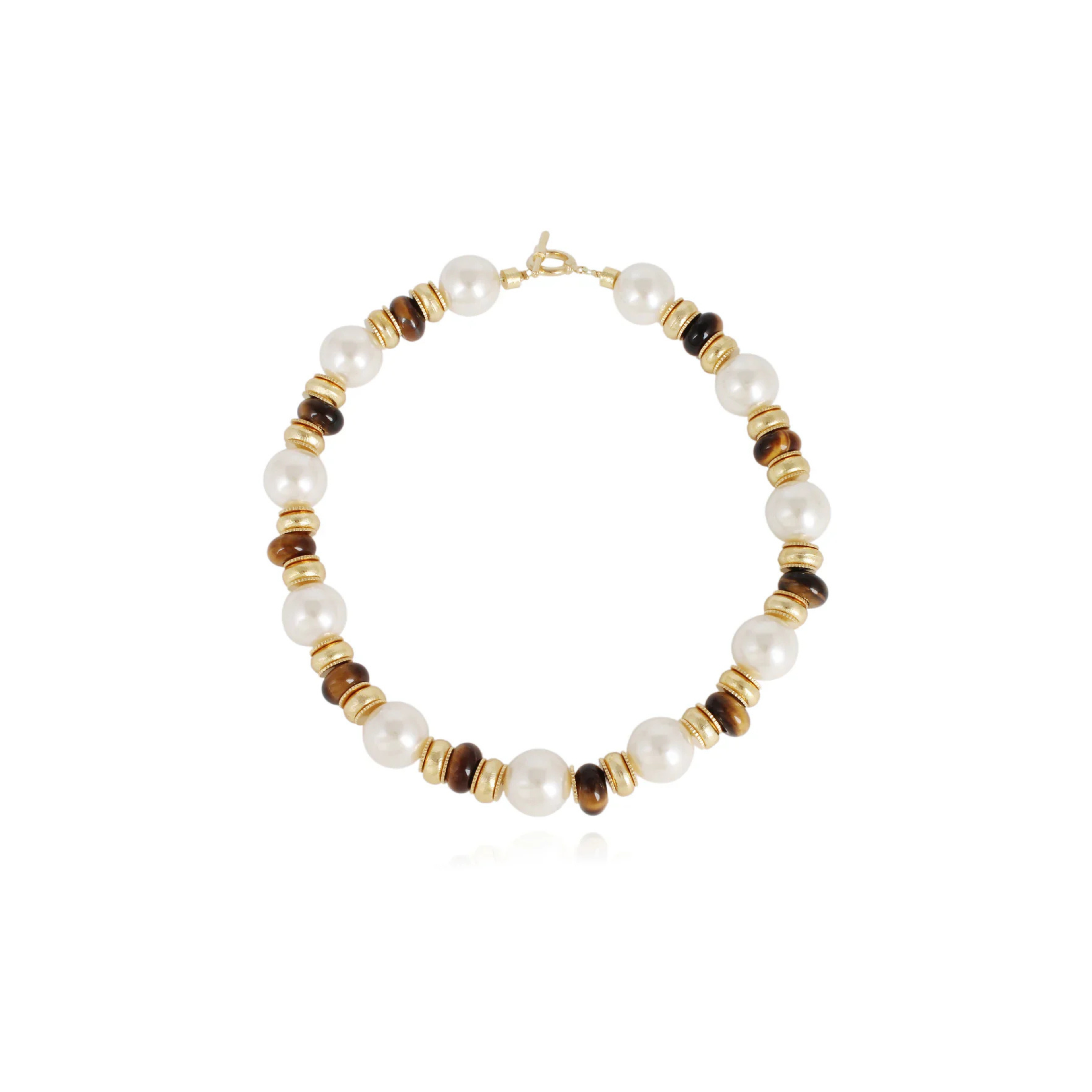 Libi Tiger's Eye & Pearl Necklace