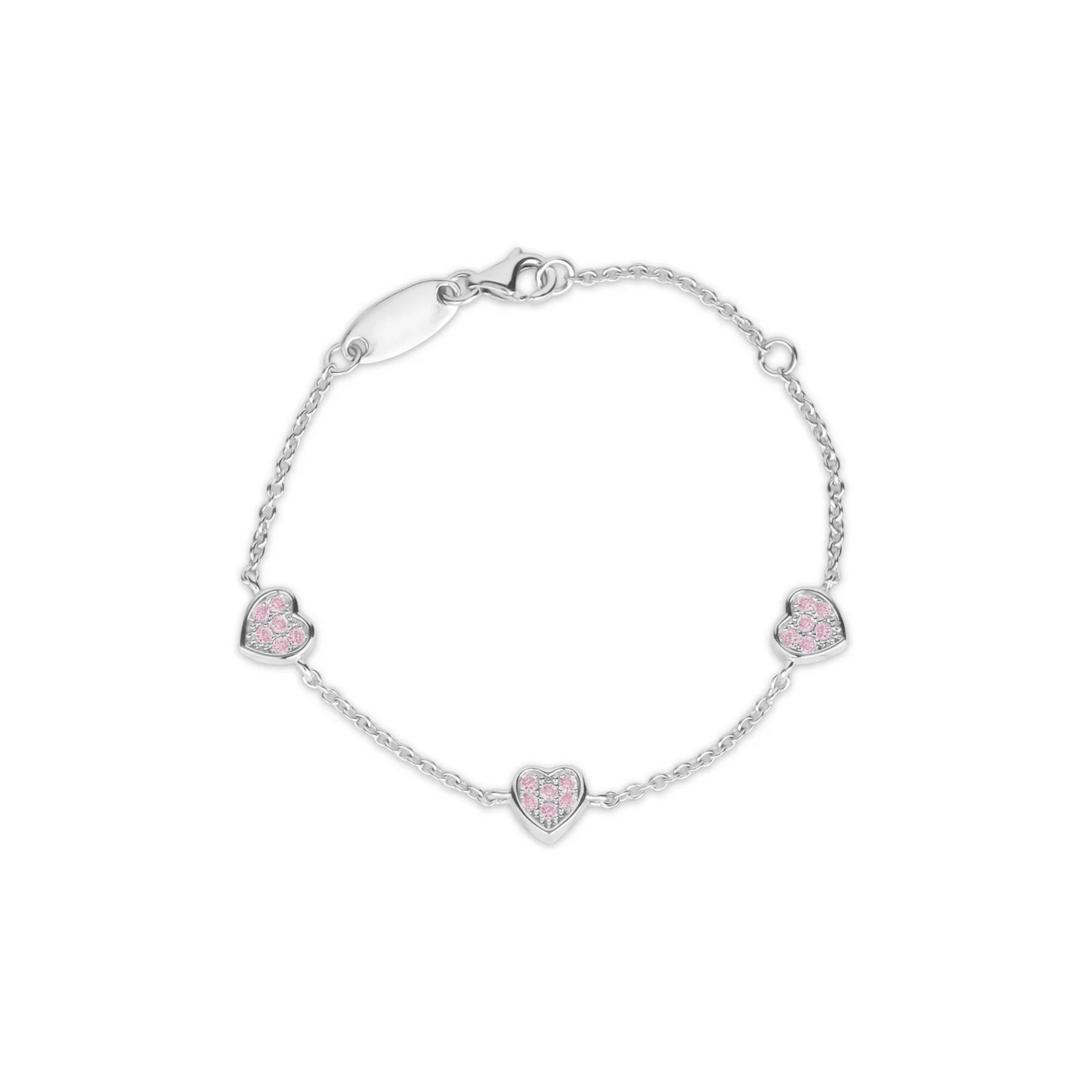 Little Miss Mimi Heart Bracelet with Pink Stones - 6"