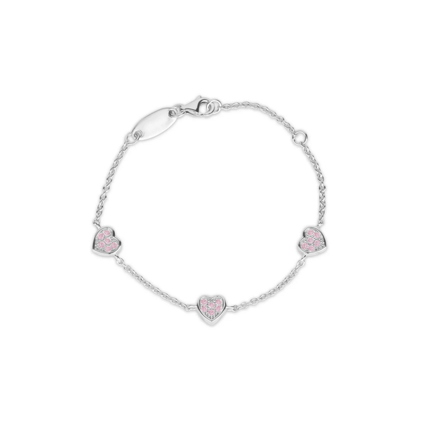 Little Miss Mimi Heart Bracelet with Pink Stones - 6"