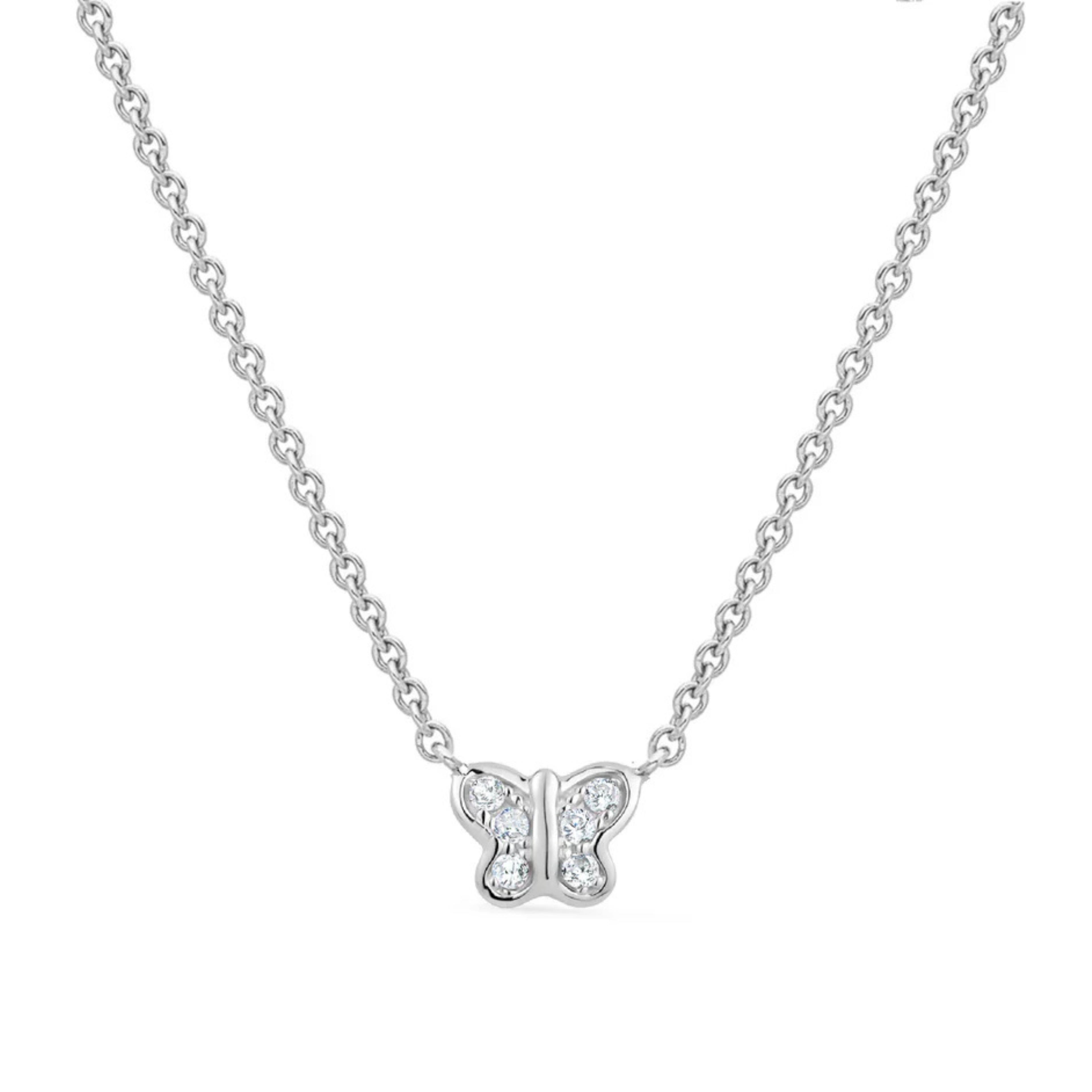 Little Miss Mimi Butterfly Necklace in White - 16"