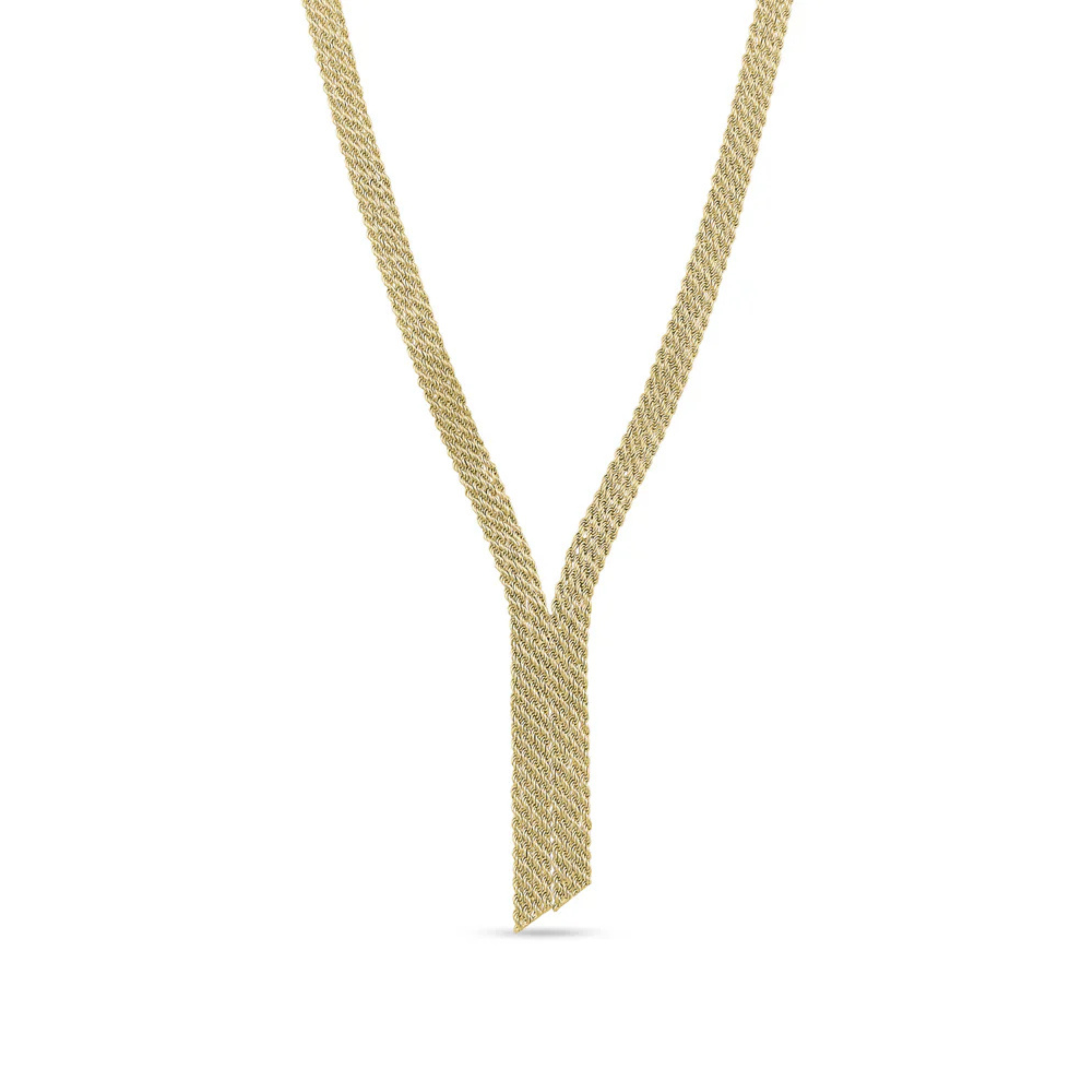 Mesh Lariat Necklace in Yellow - 20.5"