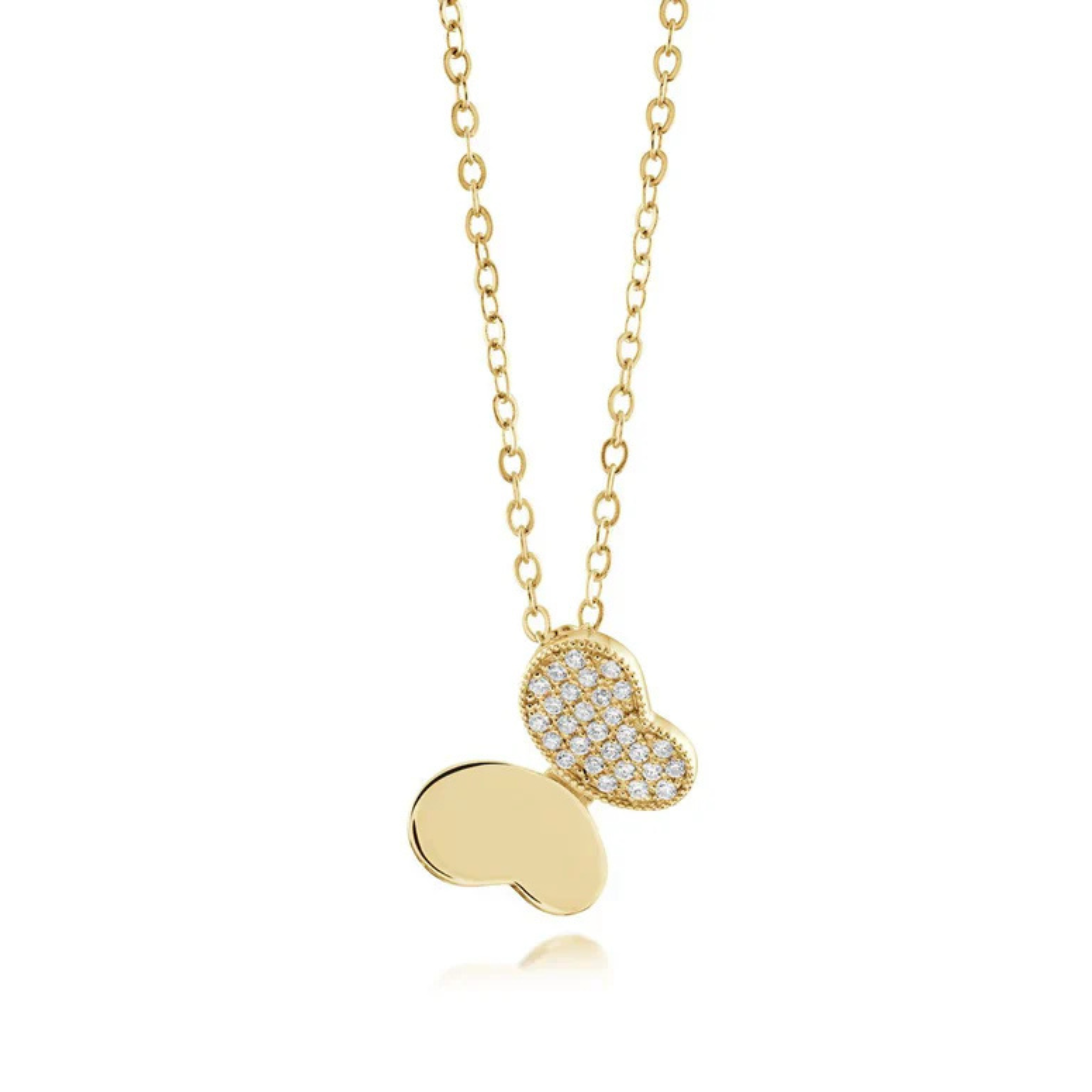 Half Half Butterfly Pendant 18"