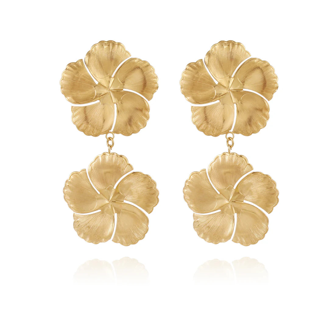 Camellia Gold Clip-On Earrings